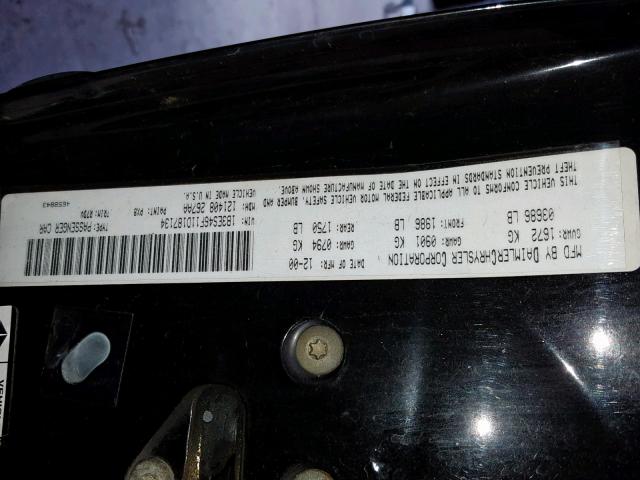 1B3ES46F11D187134 - 2001 DODGE NEON R/T BLACK photo 10