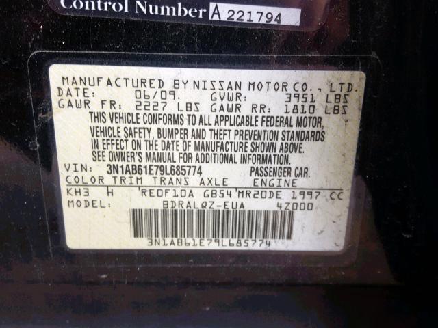 3N1AB61E79L685774 - 2009 NISSAN SENTRA 2.0 BLACK photo 10