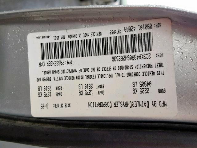 2C3KA43R06H262536 - 2006 CHRYSLER 300 SILVER photo 10