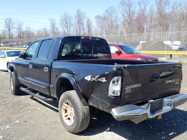 1D7HG48N74S719235 - 2004 DODGE DAKOTA QUA BLACK photo 3