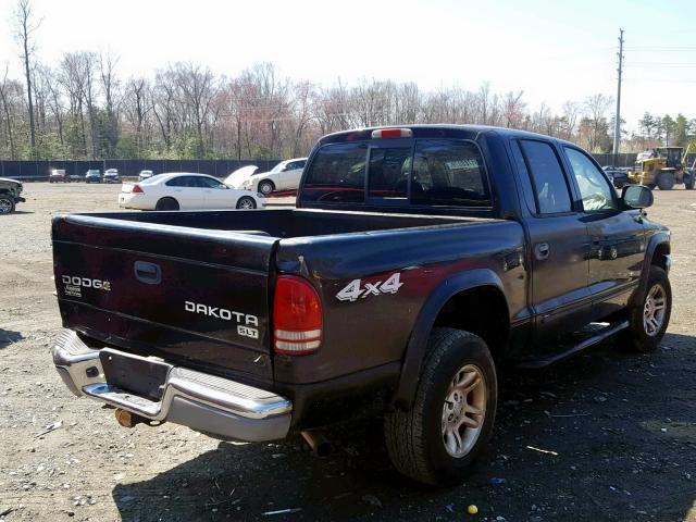 1D7HG48N74S719235 - 2004 DODGE DAKOTA QUA BLACK photo 4