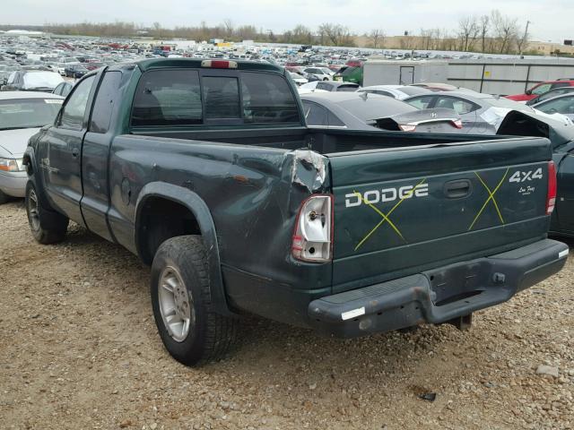 1B7GG22N7YS715095 - 2000 DODGE DAKOTA GREEN photo 3