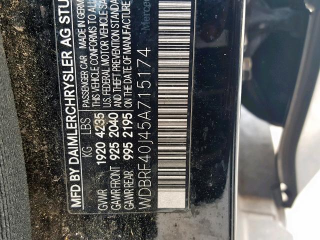 WDBRF40J45A715174 - 2005 MERCEDES-BENZ C 230K SPO BLACK photo 10