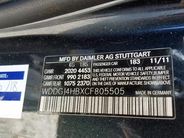 WDDGJ4HBXCF805505 - 2012 MERCEDES-BENZ C 250 BLACK photo 10