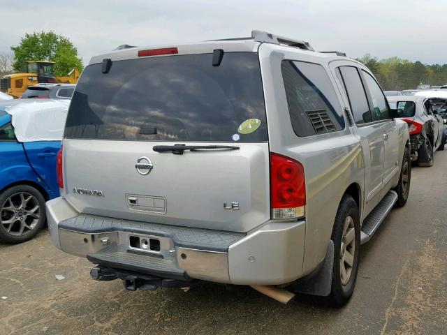 5N1AA08A25N740007 - 2005 NISSAN ARMADA SE SILVER photo 4