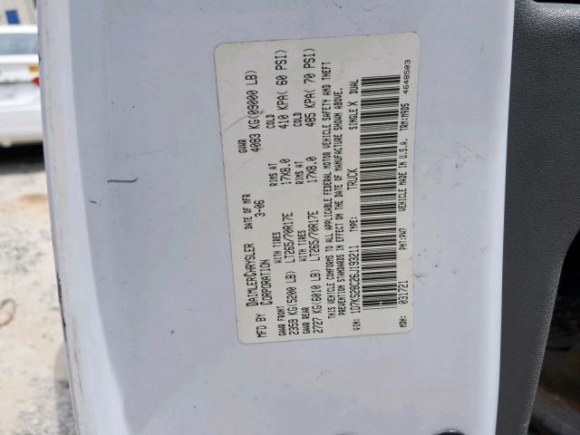 1D7KS28C26J193211 - 2006 DODGE RAM 2500 S თეთრი ფოტო 10