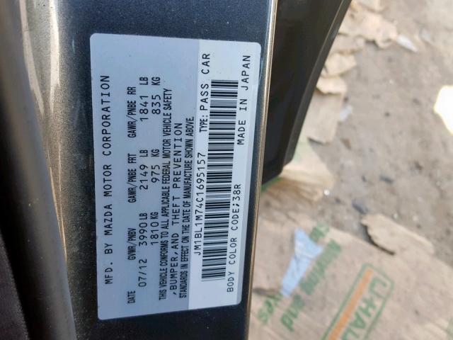 JM1BL1M74C1695157 - 2012 MAZDA 3 I GRAY photo 10