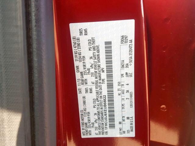 1FMCU0J9XEUB68822 - 2014 FORD ESCAPE TIT RED photo 10