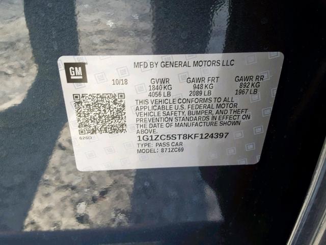 1G1ZC5ST8KF124397 - 2019 CHEVROLET MALIBU LS 灰色 照片 10