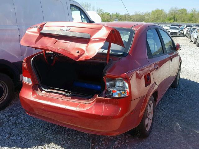 KL1TD52615B447083 - 2005 CHEVROLET AVEO BASE წითელი ფოტო 4