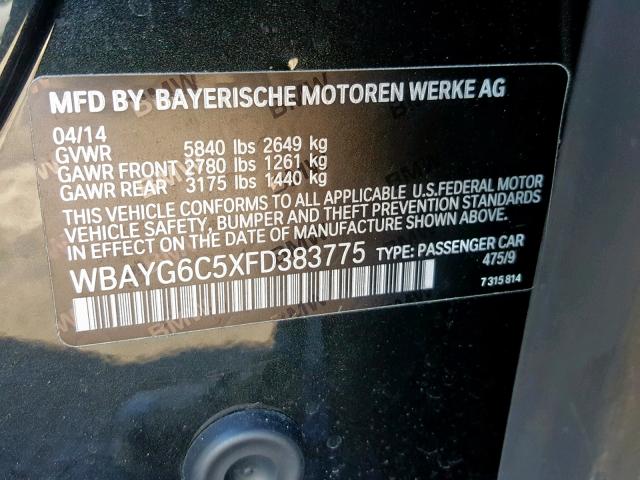 WBAYG6C5XFD383775 - 2015 BMW 740 LD BLACK photo 10
