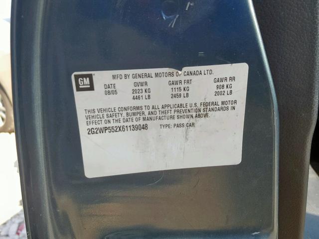 2G2WP552X61139048 - 2006 PONTIAC GRAND PRIX 青色 照片 10