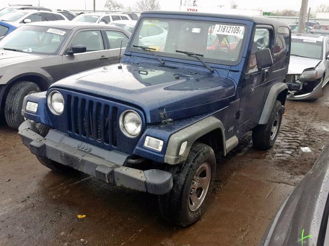 1J4FA39S22P770458 - 2002 JEEP WRANGLER / BLUE photo 2