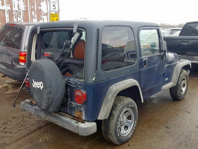 1J4FA39S22P770458 - 2002 JEEP WRANGLER / BLUE photo 4