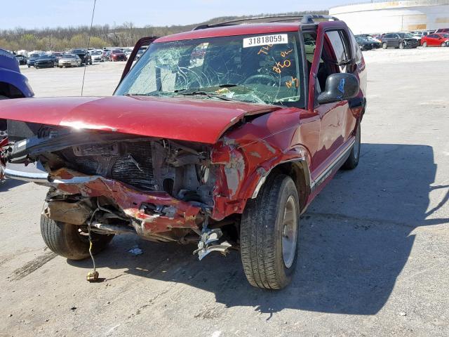 1GNCS13W7S2234860 - 1995 CHEVROLET BLAZER BURGUNDY photo 2