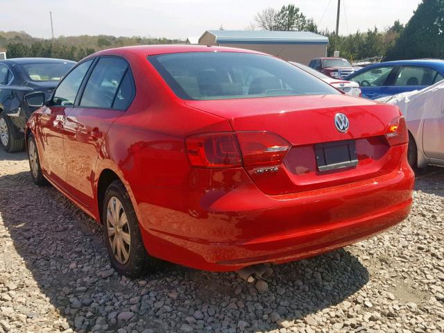 3VW2K7AJ7EM214603 - 2014 VOLKSWAGEN JETTA BASE RED photo 3