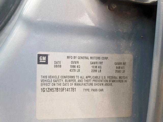 1G1ZH57B19F141781 - 2009 CHEVROLET MALIBU 1LT 灰色 照片 10