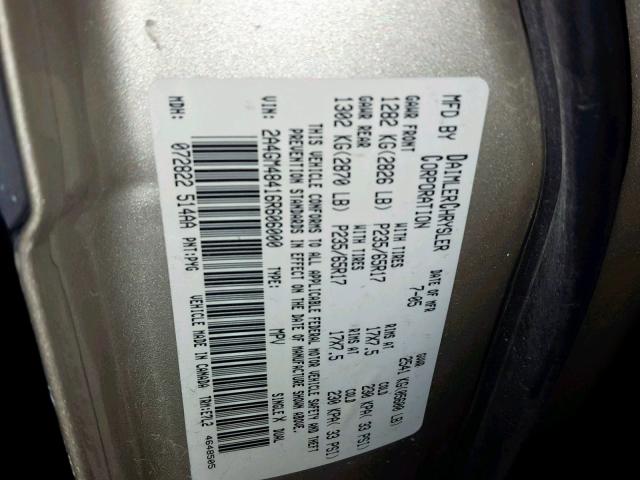 2A4GM48416R606000 - 2006 CHRYSLER PACIFICA TAN photo 10