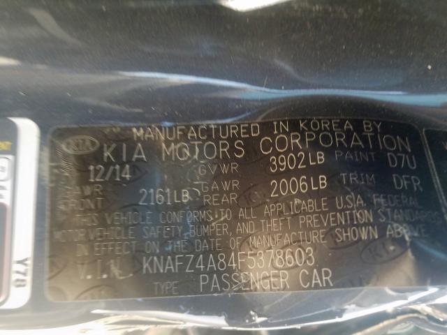 KNAFZ4A84F5378603 - 2015 KIA FORTE EX  photo 10