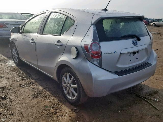 JTDKDTB39D1552022 - 2013 TOYOTA PRIUS C SILVER photo 3