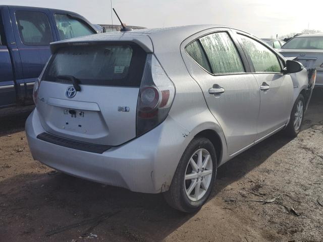 JTDKDTB39D1552022 - 2013 TOYOTA PRIUS C SILVER photo 4