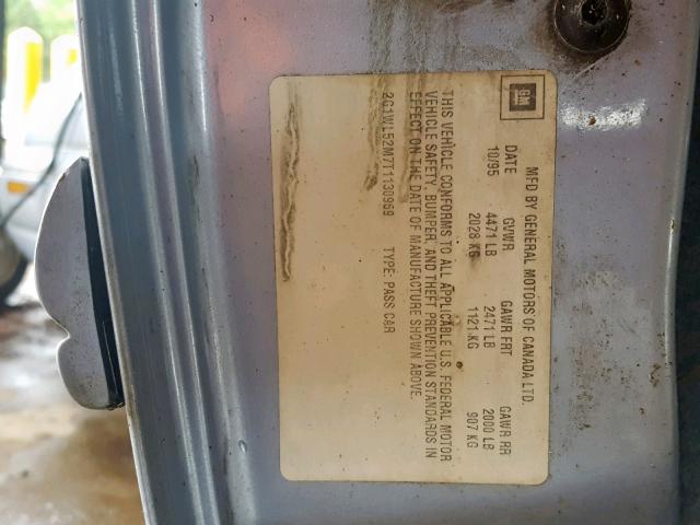 2G1WL52M7T1130969 - 1996 CHEVROLET LUMINA BLUE photo 10