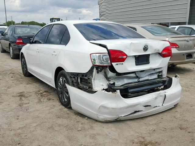 3VW2K7AJXDM351792 - 2013 VOLKSWAGEN JETTA BASE WHITE photo 3