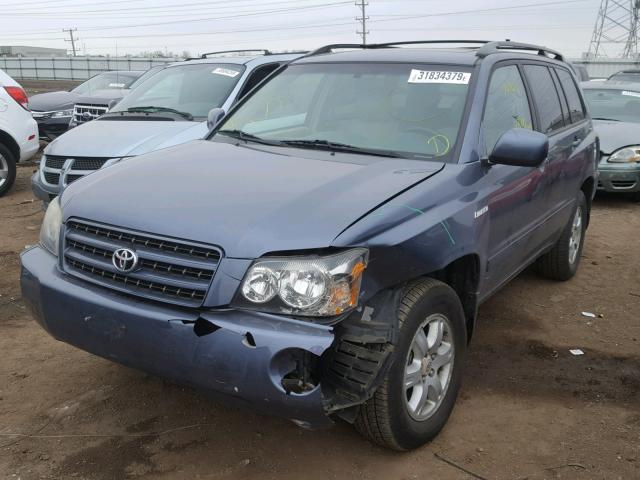 JTEHF21A520062612 - 2002 TOYOTA HIGHLANDER BLUE photo 2