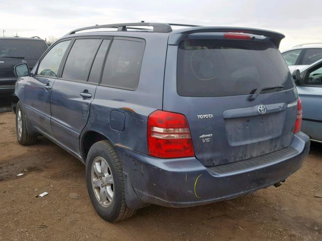 JTEHF21A520062612 - 2002 TOYOTA HIGHLANDER BLUE photo 3