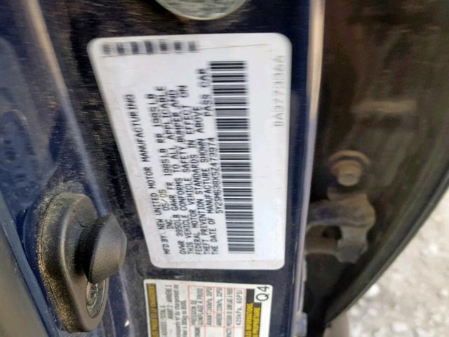 5Y2SM638X5Z473974 - 2005 PONTIAC VIBE BLUE photo 10