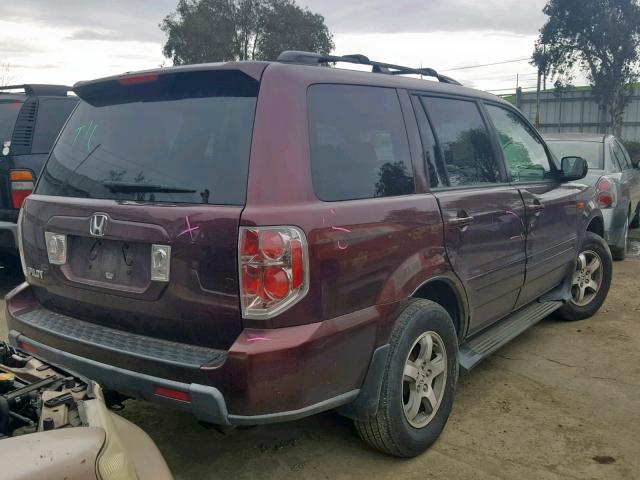 5FNYF18398B043478 - 2008 HONDA PILOT SE MAROON photo 4