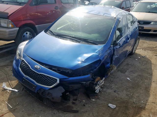 KNAFX4A88F5370946 - 2015 KIA FORTE EX BLUE photo 2