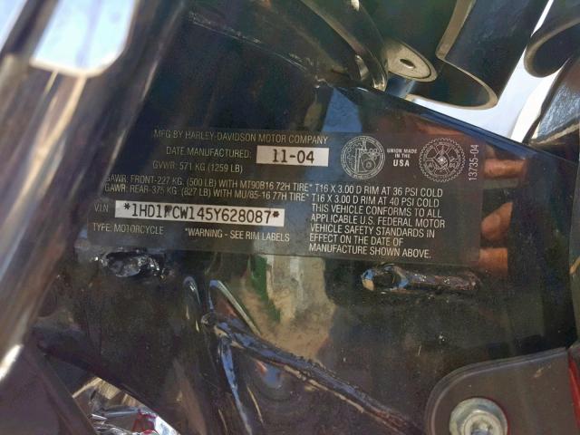 1HD1FCW145Y628087 - 2005 HARLEY-DAVIDSON FLHTCUI RED photo 10