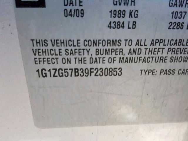 1G1ZG57B39F230853 - 2009 CHEVROLET MALIBU LS SILVER photo 10