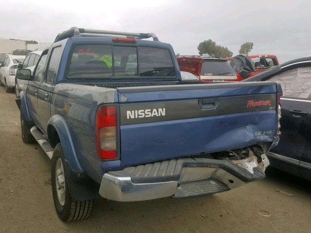 1N6ED27T3YC410210 - 2000 NISSAN FRONTIER C BLUE photo 3