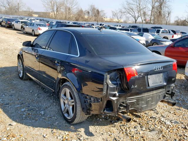 WAUAF78E28A078181 - 2008 AUDI A4 2.0T BLACK photo 3