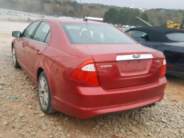 3FAHP0JA8CR178254 - 2012 FORD FUSION SEL RED photo 3