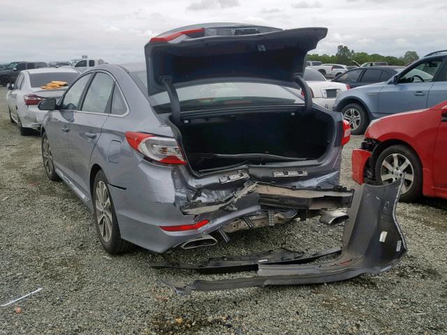 5NPE34AF3GH414068 - 2016 HYUNDAI SONATA SPO GRAY photo 3