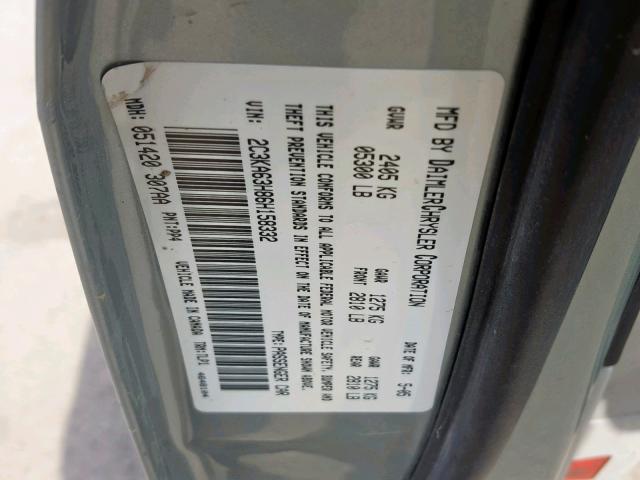 2C3KA63H86H158332 - 2006 CHRYSLER 300C GREEN photo 10