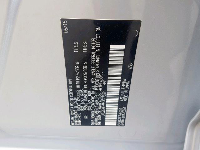 JTLZE4FE9FJ077329 - 2015 TOYOTA SCION XB 银色 照片 10