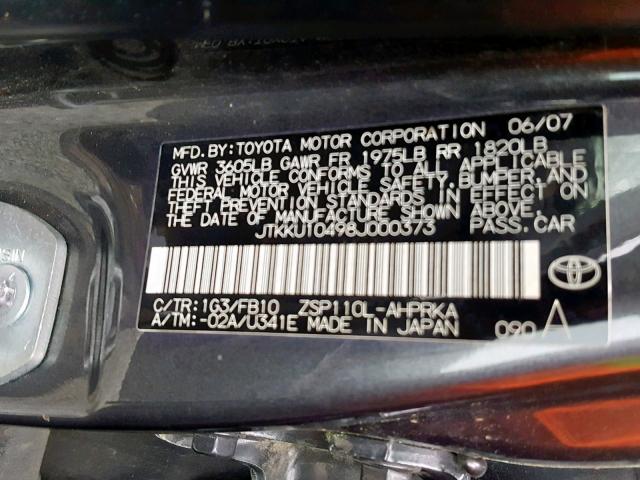 JTKKU10498J000373 - 2008 TOYOTA SCION XD GRAY photo 10