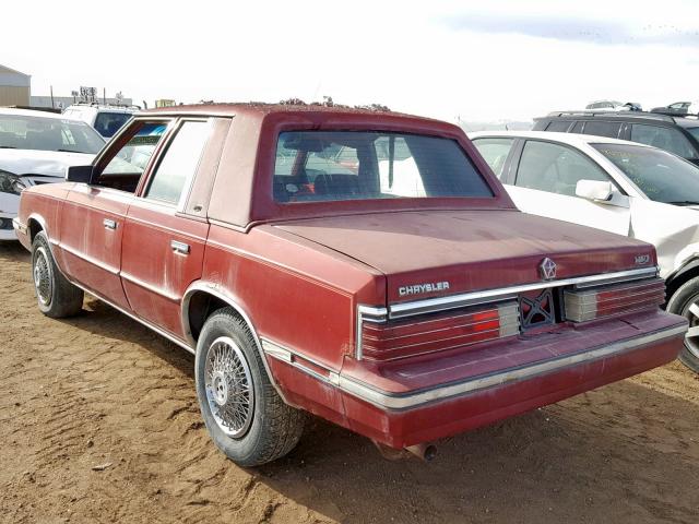 1C3BC56D8FF160001 - 1985 CHRYSLER LEBARON RED photo 3