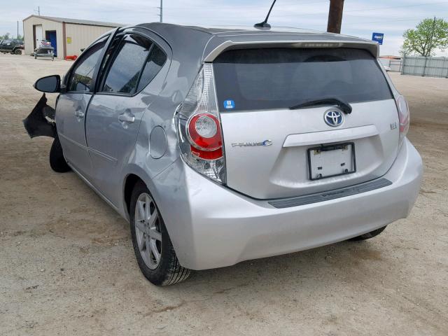 JTDKDTB33C1507303 - 2012 TOYOTA PRIUS C SILVER photo 3