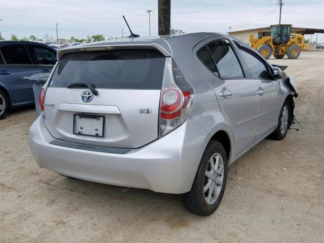 JTDKDTB33C1507303 - 2012 TOYOTA PRIUS C SILVER photo 4