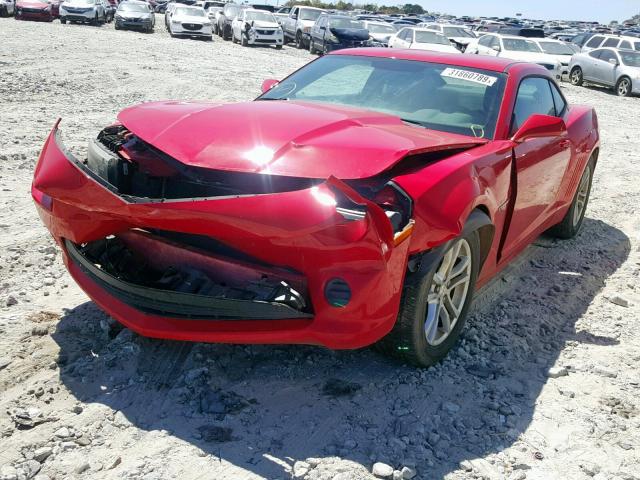 2G1FB1E38F9185211 - 2015 CHEVROLET CAMARO LS RED photo 2