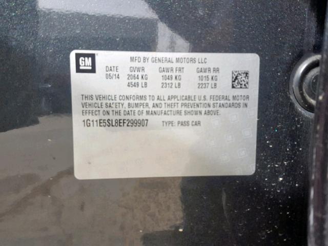 1G11E5SL8EF299907 - 2014 CHEVROLET MALIBU 2LT CHARCOAL photo 10