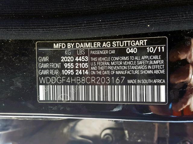 WDDGF4HB8CR203167 - 2012 MERCEDES-BENZ C 250 BLACK photo 10