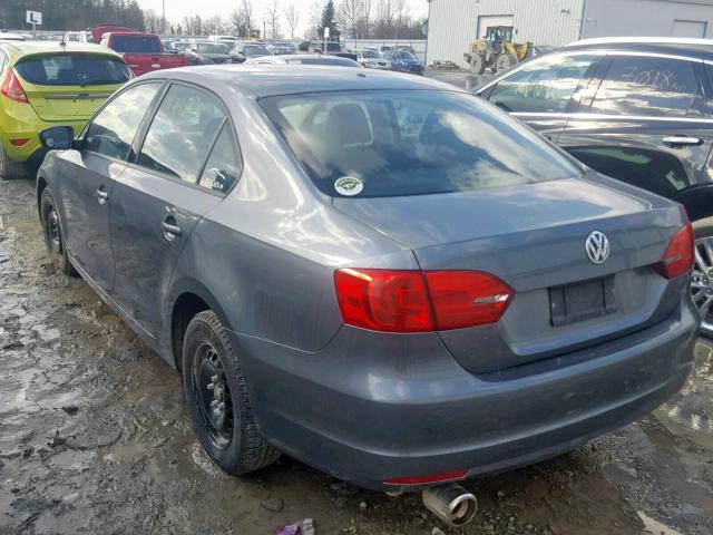 3VW1K7AJ2BM103142 - 2011 VOLKSWAGEN JETTA BASE GRAY photo 3