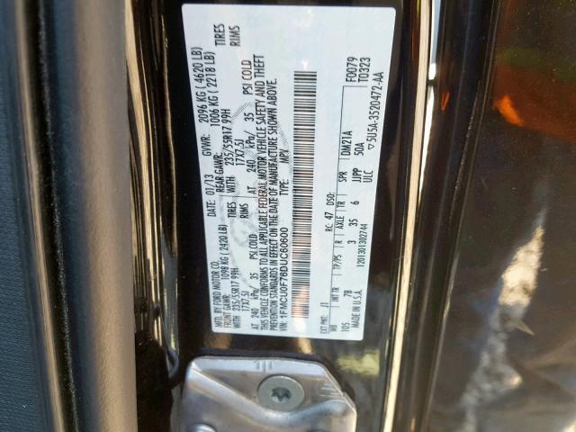 1FMCU0F76DUC60600 - 2013 FORD ESCAPE S BLACK photo 10