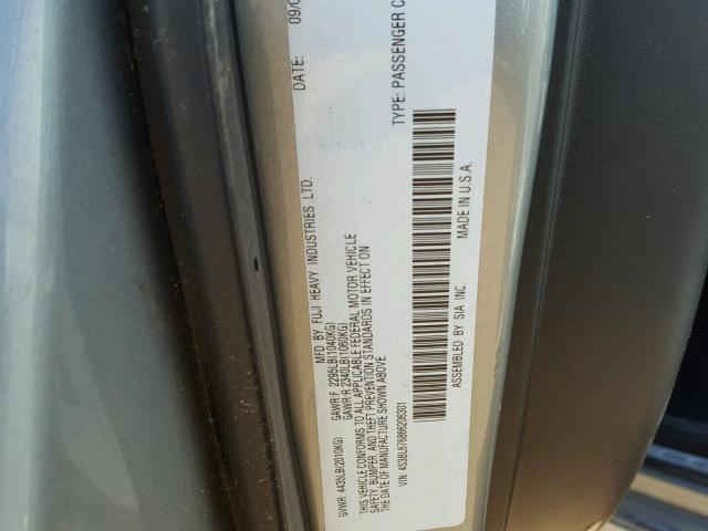 4S3BL676866206301 - 2006 SUBARU LEGACY GT SILVER photo 10